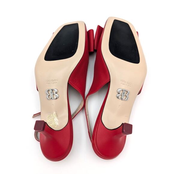 Beautiisoles Makayla Red Leather Comfortable Kitten Heel Women's Size US7 EU38 - Picture 6 of 11